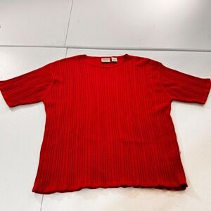 VTG Specialty Collection Red Ribbed Knit‎ Cable Sweater Top L G Women